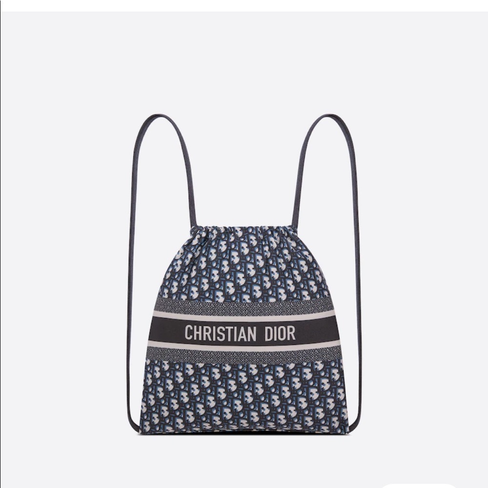 Brand New Dior Blue Oblique Technical Jersey Backpack